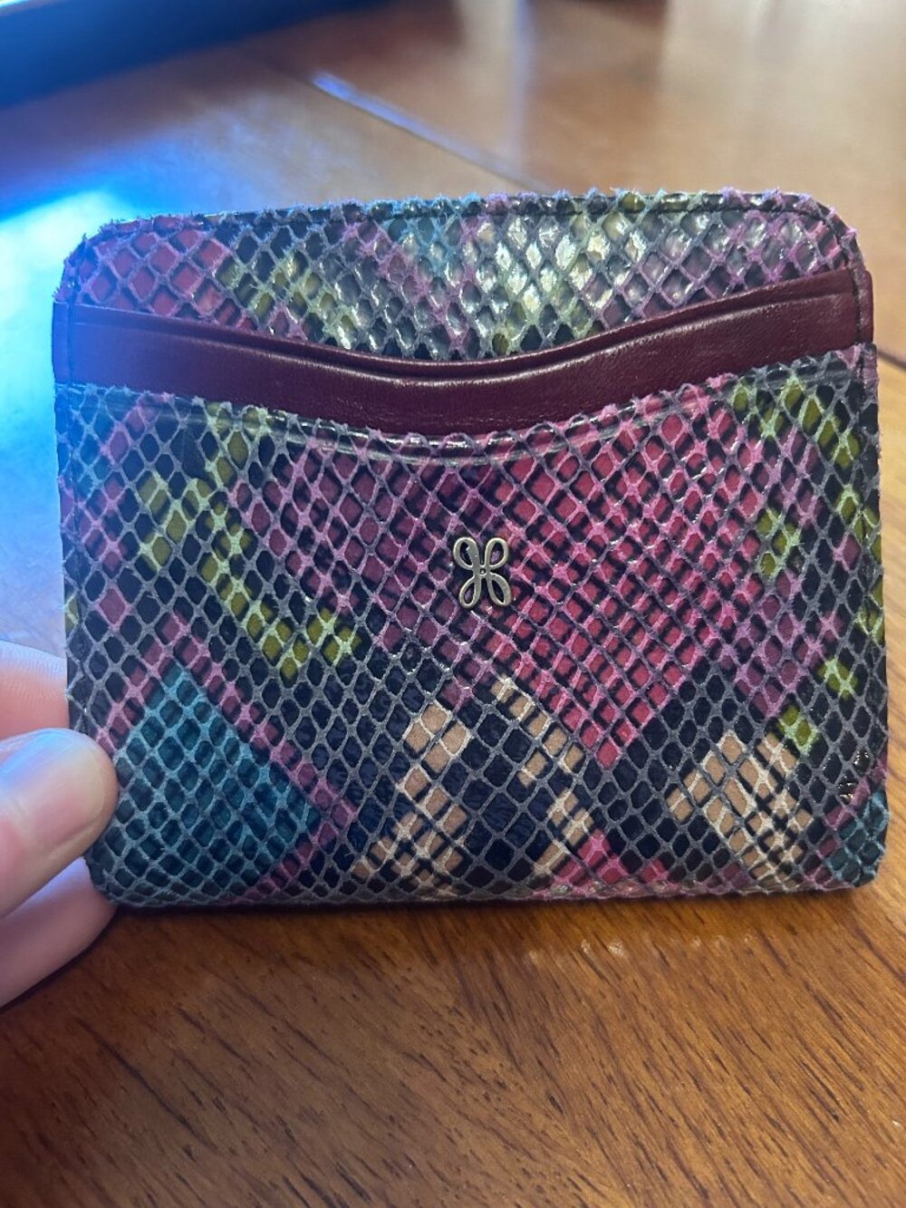 HOBO Max leather mosaic snake card wallet